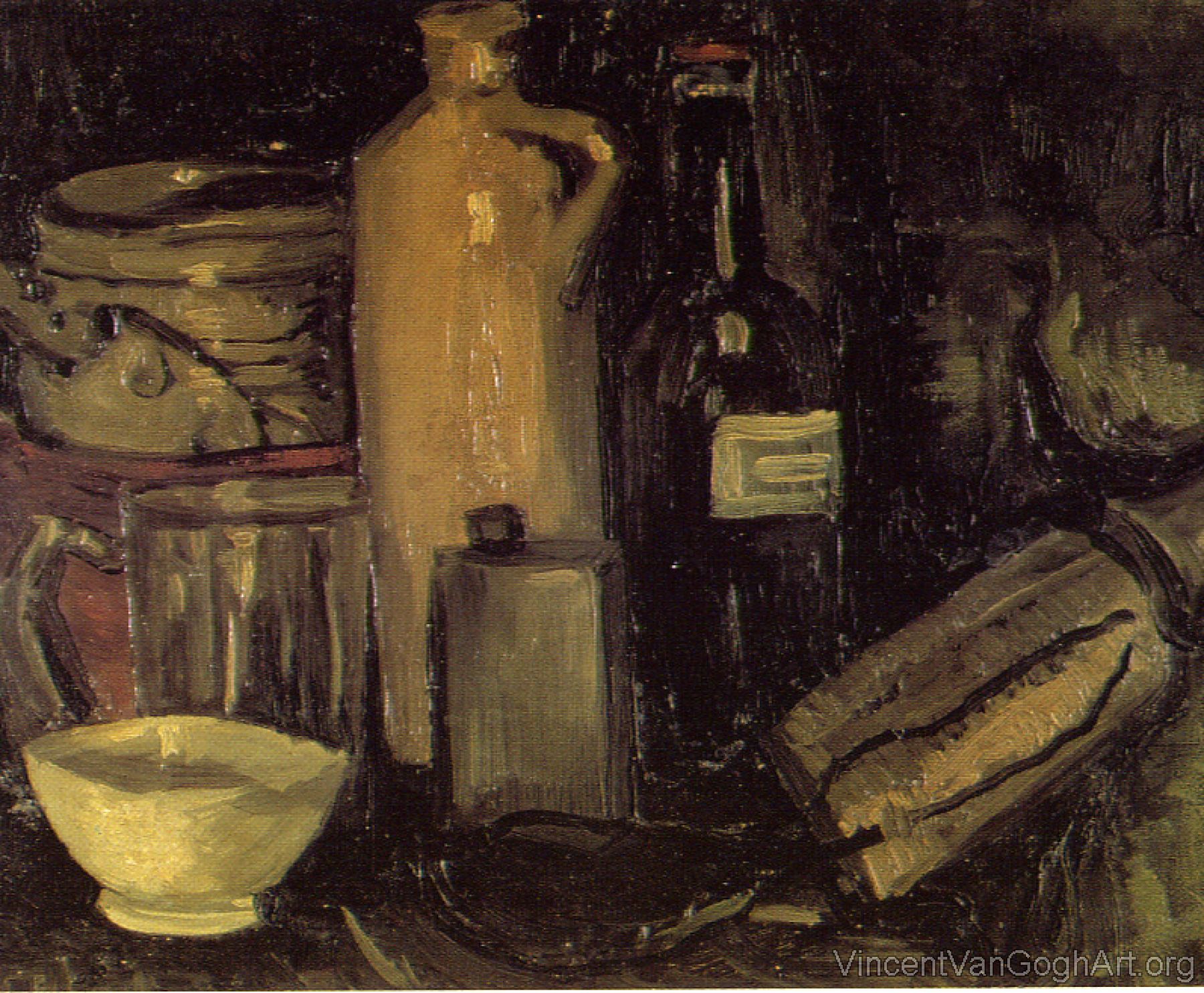 Still Life with Pots,Jar and Bottles